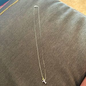Silver T initial necklace